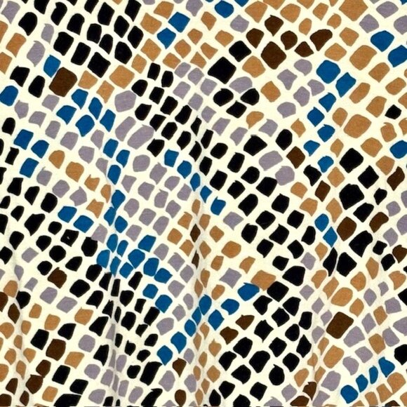 Liverpool Lapis Snake Top Short Sleeve V-Neck Knit Top - Blue/Brown/Gold - XL - Picture 7 of 9